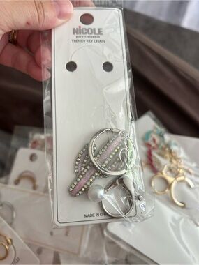 4/$50 Nicole Pink Crystal Wing Key Chain - Trendy Women’s Accessory